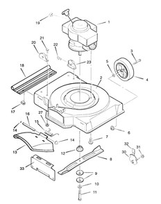 Mower Housing Assembly Diagram and Parts List for 22267X18B 1997 Briggs and Stratton Lawn Mower